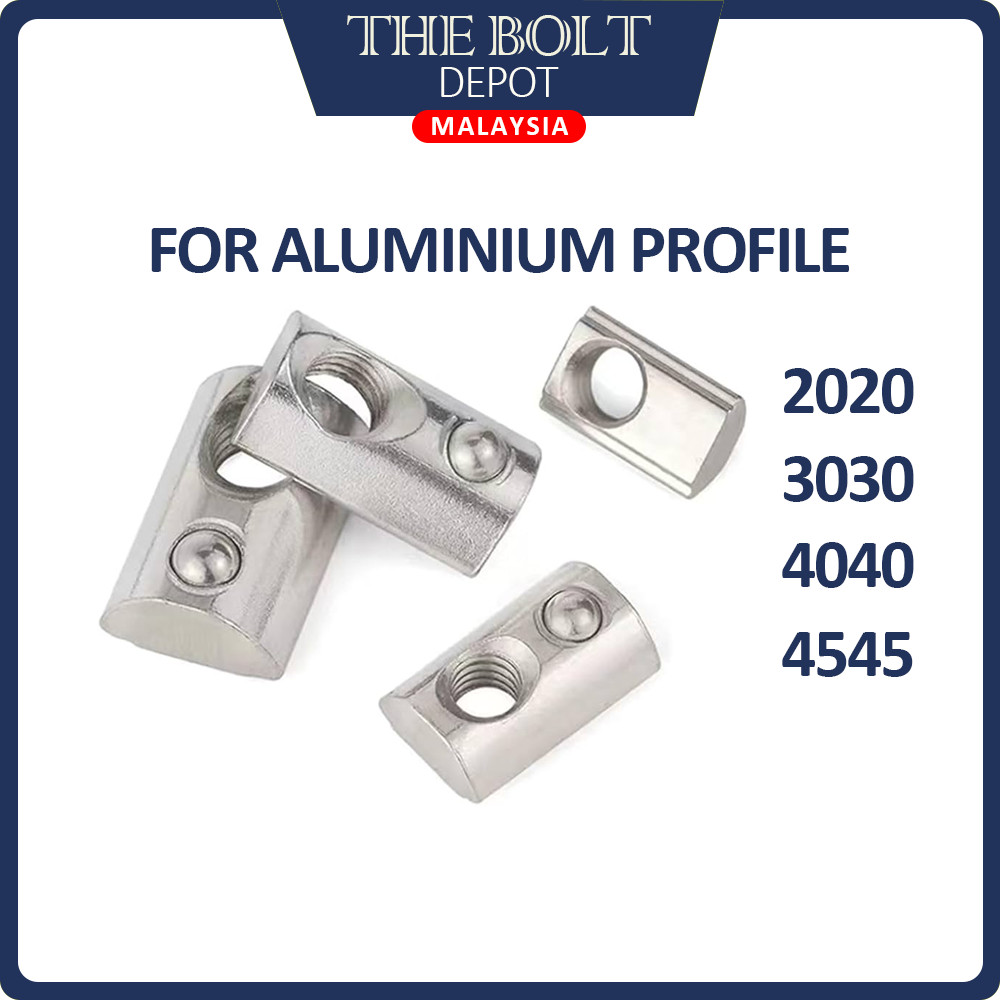Ball Nut Drop In Spring Half Round Elastic Spring Nut Steel Ball Nut 2020 3020 4040 Series Aluminium