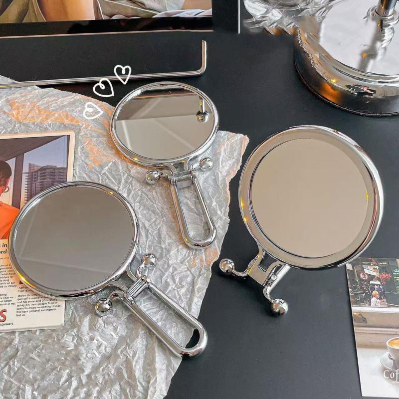 FLTH 2x/5x/10x กระจกพับได้แบบขยาย กระจกพกพาสองด้าน 360° หมุนมือถือกระจกโต๊ะยืนเครื่องมือแต่งหน้า ชั้น