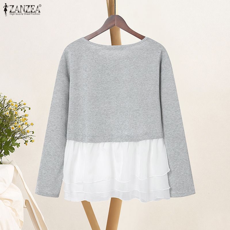 ZANZEA เสื้อคอกลมแขนยาว สไตล์เกาหลีอ่อนโยนและหวาน — صورة 8
