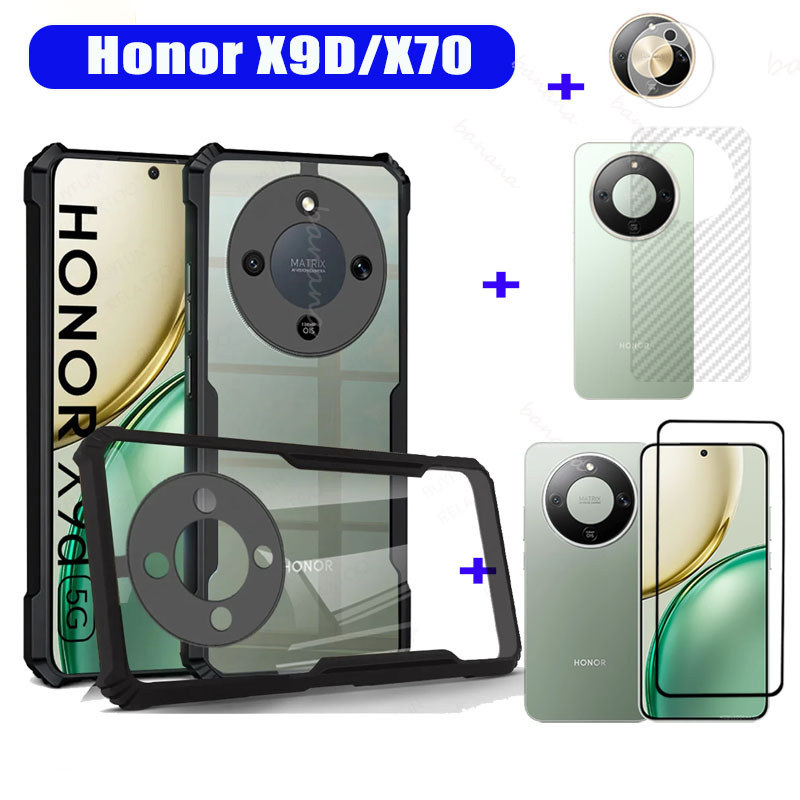 Honor X9D X70 เคสโทรศัพท์กันกระแทก Honor X7D X7C X6B X6C X8B X8C กระจกนิรภัยป้องกันหน้าจอ + ฟิล์มเลน
