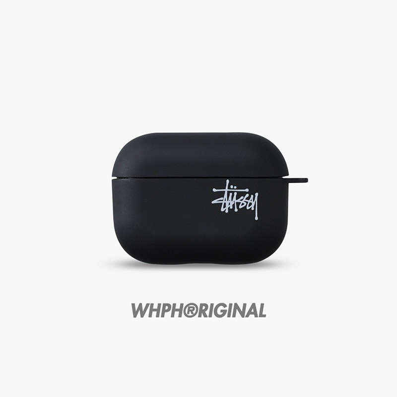 Street Wear Black Airpods Pro2 เคสป้องกัน Frosted Simple Dark Series อินเทรนด์ Apple 3rd Generation 