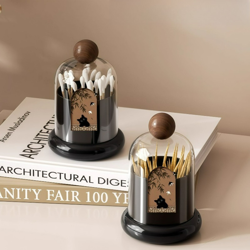 Retro Vintage ไม้จิ้มฟันผู้ถือ Creative Desktop Organizer สําหรับห้องนั่งเล่น,ไหมขัดฟันผ้าฝ้าย Swab 