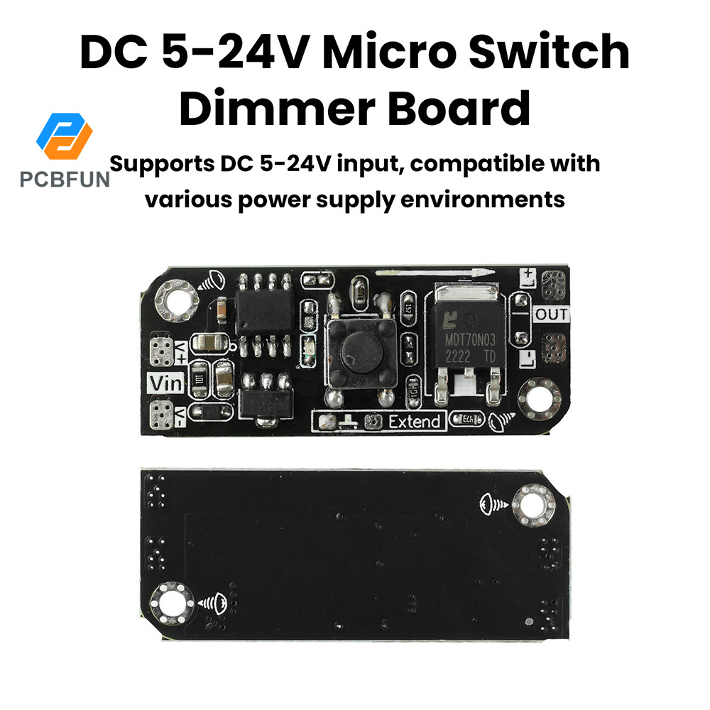 Pcbfun DC 5-24V ไมโครสวิตช์ Dimming บอร์ด LED Strip โมดูลไดร์เวอร์ PWM Stepless Dimming พร้อมแรงดันไ