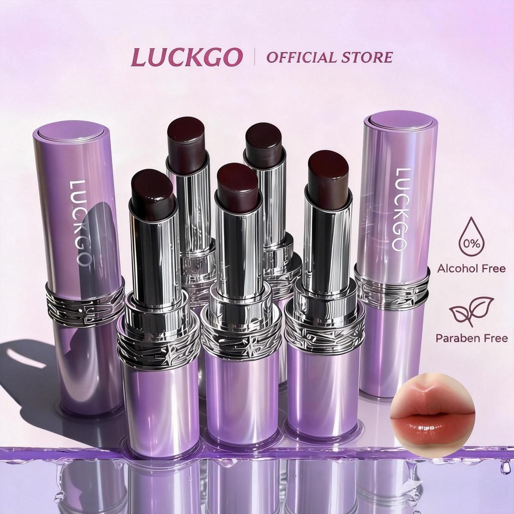 ลิปสติกเนื้อกระจก LUCKGO ให้ปากฉ่ำวาว ชุ่มชื่น สีติดทนนาน ไม่ซีดจาง