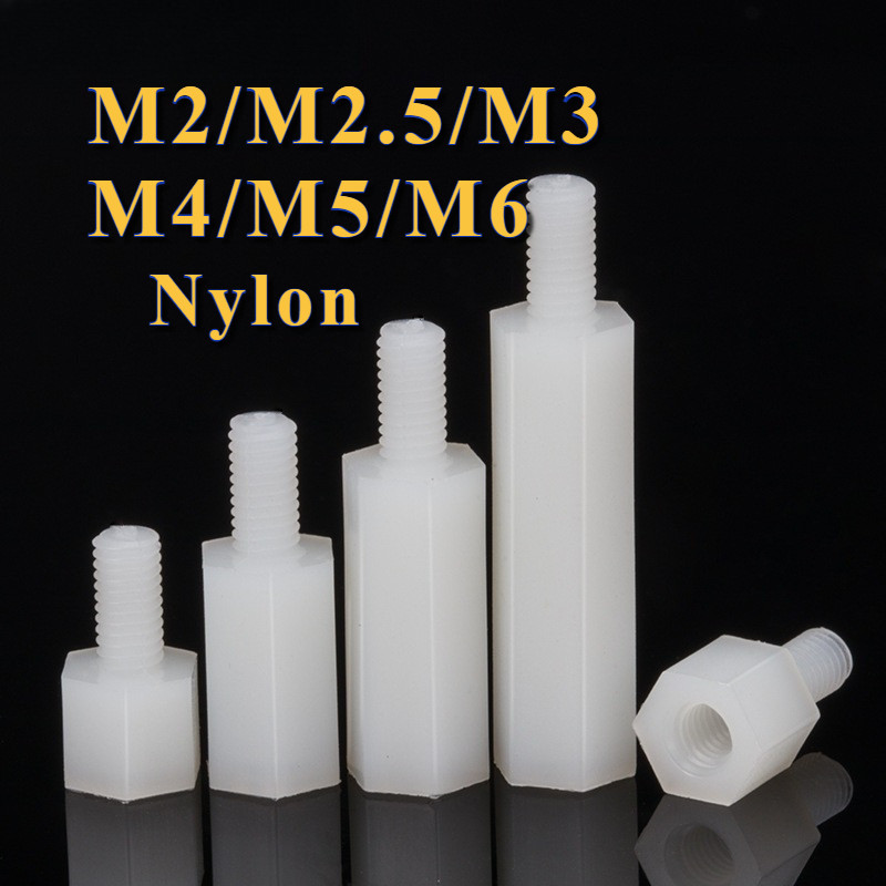 Nylon Spacer สีขาว M2/M2.5/M3/M4/M5/M6 เสารองบอร์ด ไนลอน ผู้เมีย DIY พลาสติก ไนล่อน Single pass Hex Column [PY-TH2]