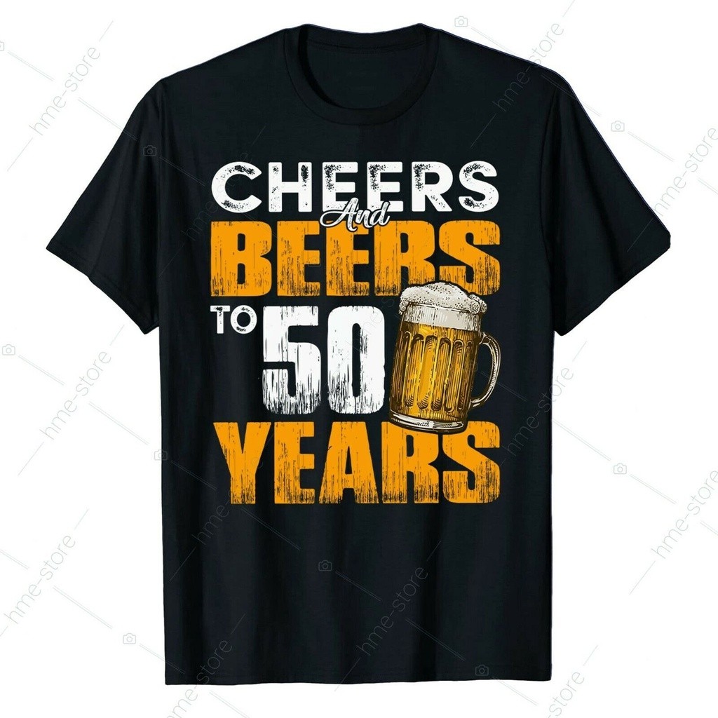 Funny 50Th Birthday T-Shirt Cheers And Beers Party To 50 Fifty Years Old Tee Men