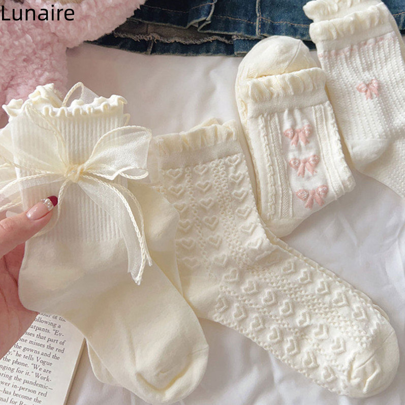 Lunaire ถุงเท้าผ้าฝ้ายแท้สำหรับผู้หญิง ผสมกลิ่นหอมหวาน แพ็คละ 6 คู่ สวมใส่สบาย ระบายอากาศได้ดี เหมาะสำหรับใส่ทุกวัน