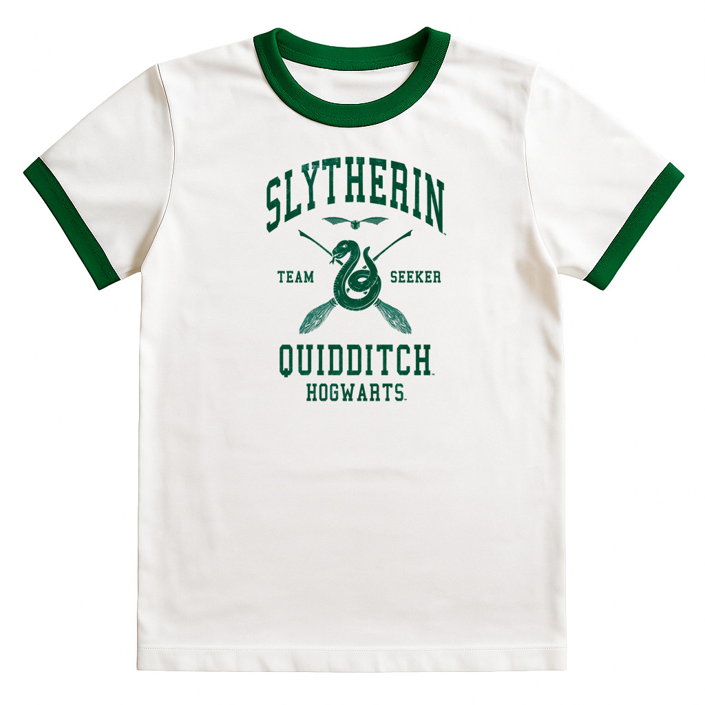 Slytherin Quidditch Ringer Tee เสื้อยืดกุ๊นแขน/ Ringer tee 90-150cm