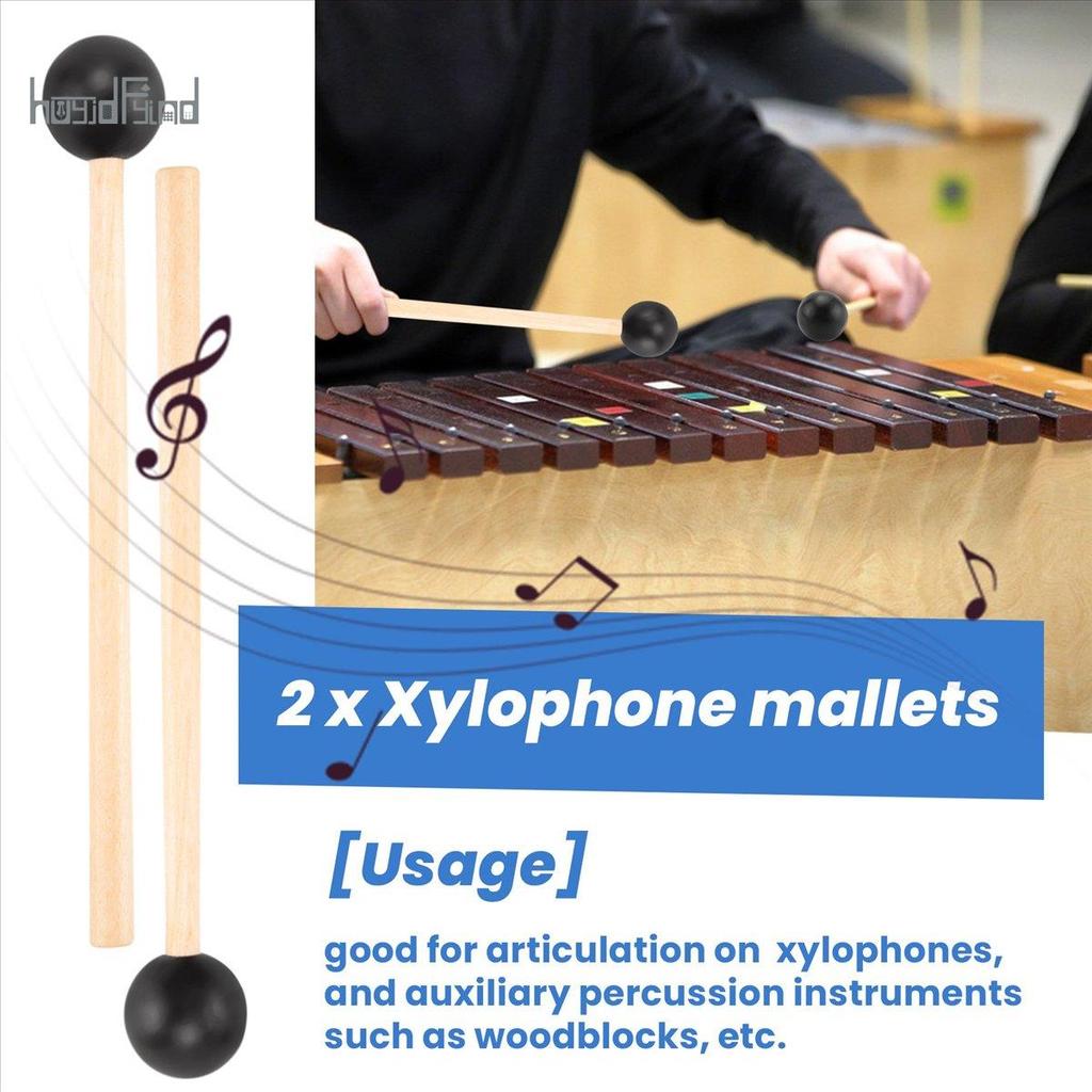 2 ชิ้นยางนุ่มหัว Sticks ไม้ Handle Bell Mallets สําหรับ Glockenspiel Xylophone Bell เครื่องดนตรีชิ้นส่วน - รูปที่ 5