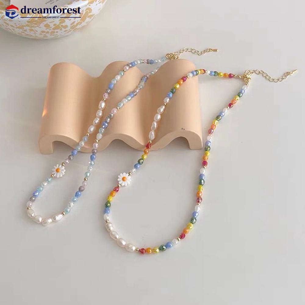 DFS 1 ชิ้น สร้อยคอและข้อมือแบบอเนกประสงค์ ก้านดอกไม้คริสตัลสีสันสดใส และลูกปัด สร้อยคอแบบสายบาง เครื