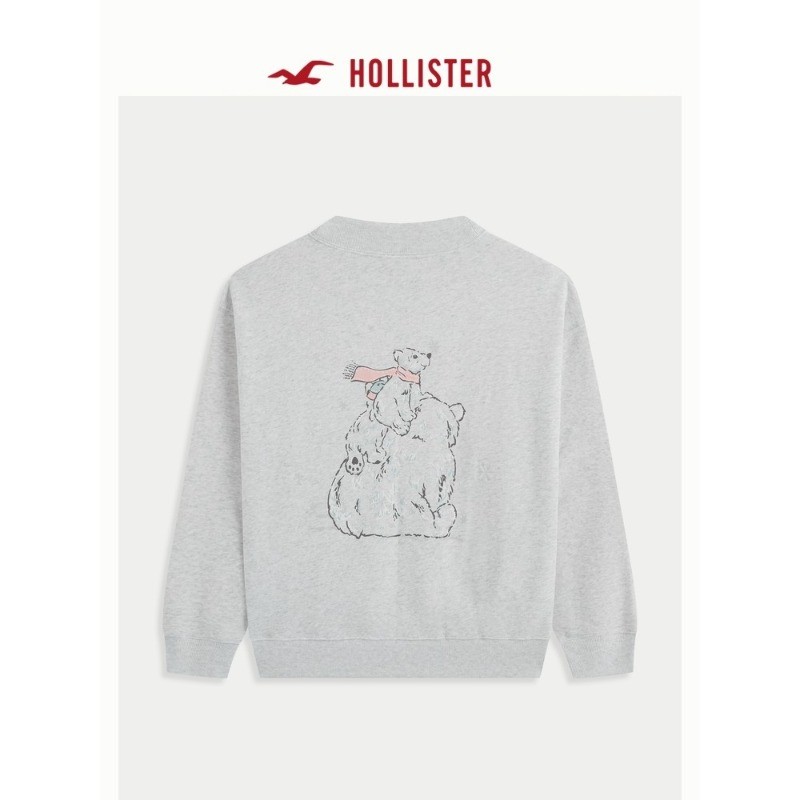 เสื้อกันหนาว Hollister สตรี ลายการ์ตูนน่ารัก พร้อมหมวกแฟชั่น ผลิตจากผ้าฝ้ายนุ่มพรีเมียม