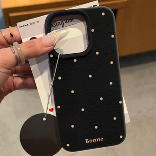 เคสสำหรับไอโฟน แฟชั่นลายจุดคลื่นหวานลายหนังเนื้อเคส TPU นุ่ม For IPhone 16 13 11 12 15 14 17Pro Max XR X 7 14 16 8 Plus