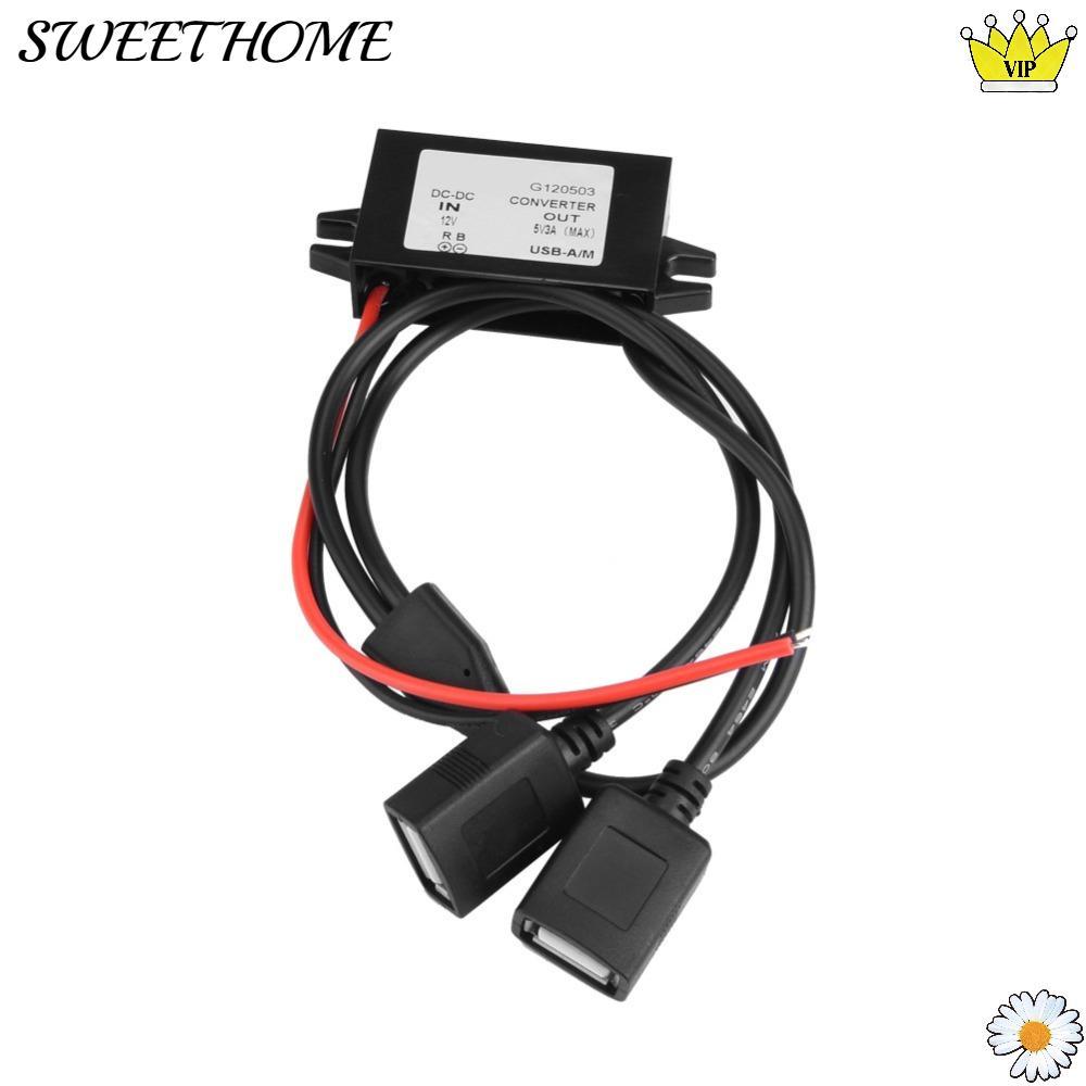 SWEETHOME DC-DC Converter, 15W Power 12V to 5V Step Down Converter, แบบพกพา 3A เอาต์พุต Dual USB Con