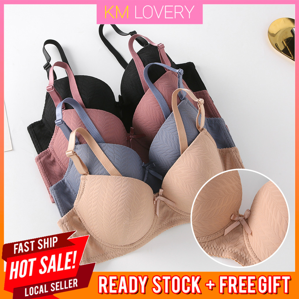 KM เสื้อชั้นในเนื้อดอกไม้ไร้สายสําหรับผู้หญิง [L3381]