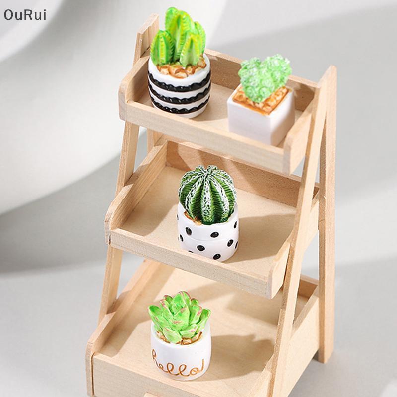 [B&C] 1/4 ชิ้น 1:12 Dollhouse Miniature Plant Potted Succulent Pot Cactu Micro Landscape Model Home 