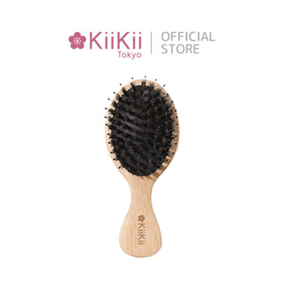 KiiKii หวี หวีขนหมูป่าแท้ ด้ามไม้ ขนาดเล็ก หวีนวดหนังศีรษะ ล…