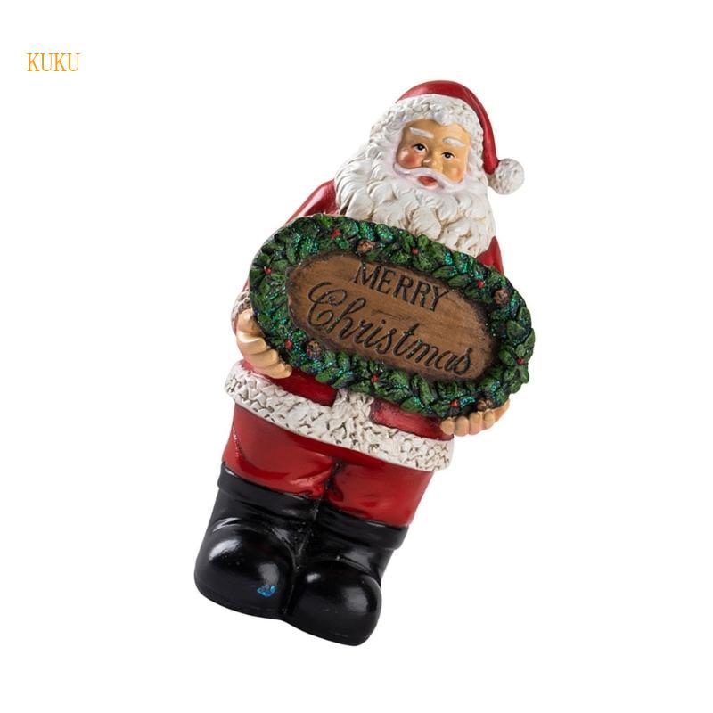 KU* Santa Standing Sign เรซิ่นตกแต่งคริสต์มาสสําหรับ Home Office Party