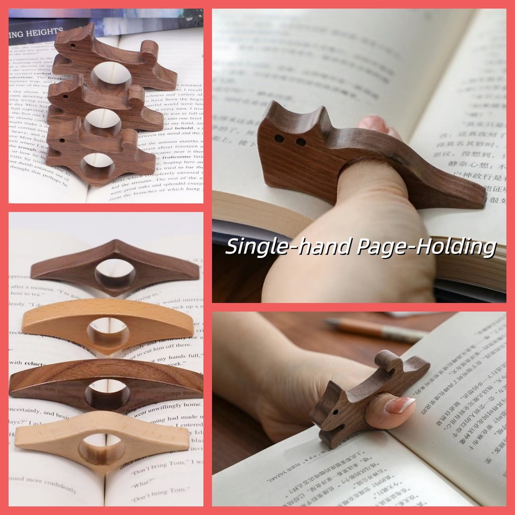 Beech Page-Holding Thumb Ring/น้ําหนักอ่านหนังสือมือเดียว​/ที่คั่นหนังสือไม้เนื้อแข็ง