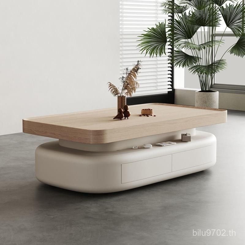 Simple Log Color Modern Coffee Table Cream Household Style Natural Color Square Coffee Table DJ7Z