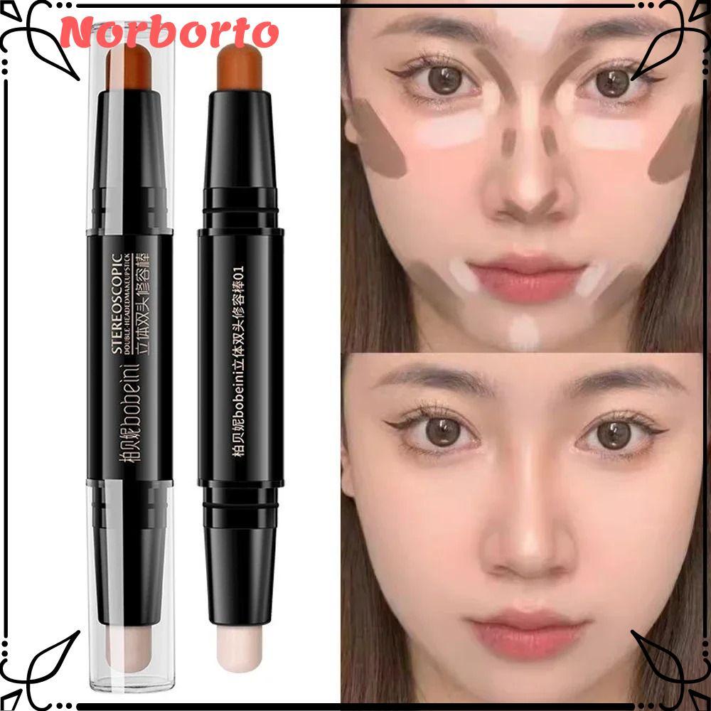 NORBORTO ปากกาคอนซีลเลอร์, แต่งหน้าหน้าสองหัว V Face Contouring Stick, 2-in-1 Long Lasting High Nose