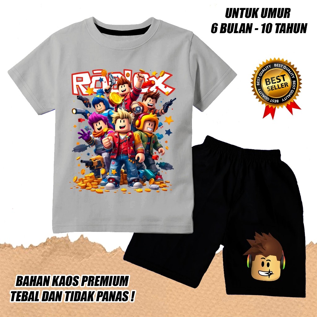 【จัดส่งไทย】ชุดเซ็ต 2ชิ้น BOB เสื้อยืดแขนสั้นชายหญิง Unisex ชุดผ้าฝ้ายเกม roblox 5 htm