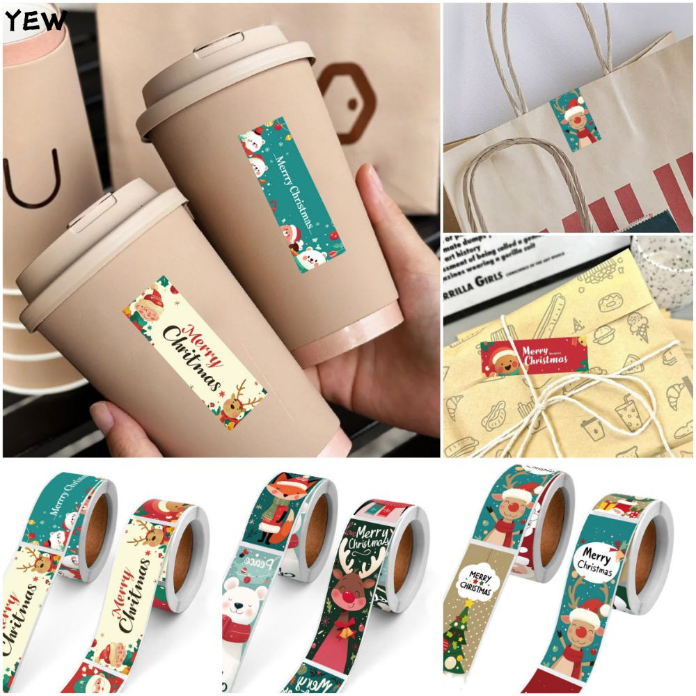 YEW 120PCS Merry Christmas สติกเกอร์,Multicolor การ์ตูน Santa Snowman บรรจุภัณฑ์ Decals, Creative Xm