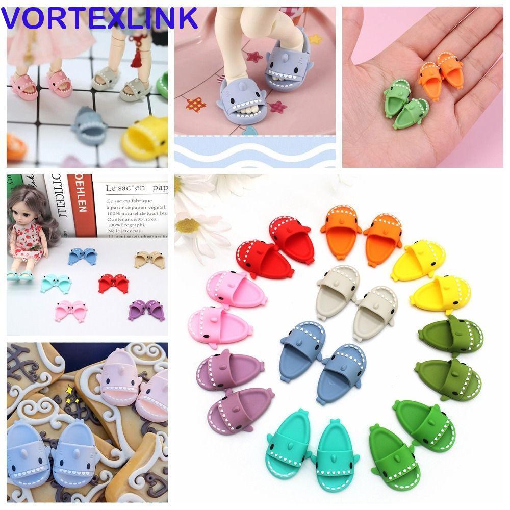 VORTEXLINK Ob11 ตุ๊กตาฉลามรองเท้าแตะ,รอบ Toe Shark Shape BJD12 ตุ๊กตารองเท้า,รองเท้าตกแต่งรองเท้าแตะ