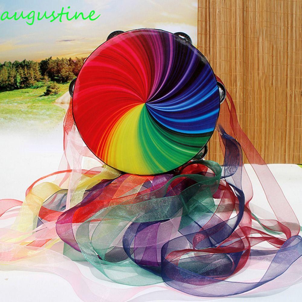 AUGUSTINE Tambourine, 6/7/8 นิ้วริบบิ้นมือถือกลอง, ของเล่นเด็ก Drumming ของเล่นกระทบรอบเด็กกลองเต้นร