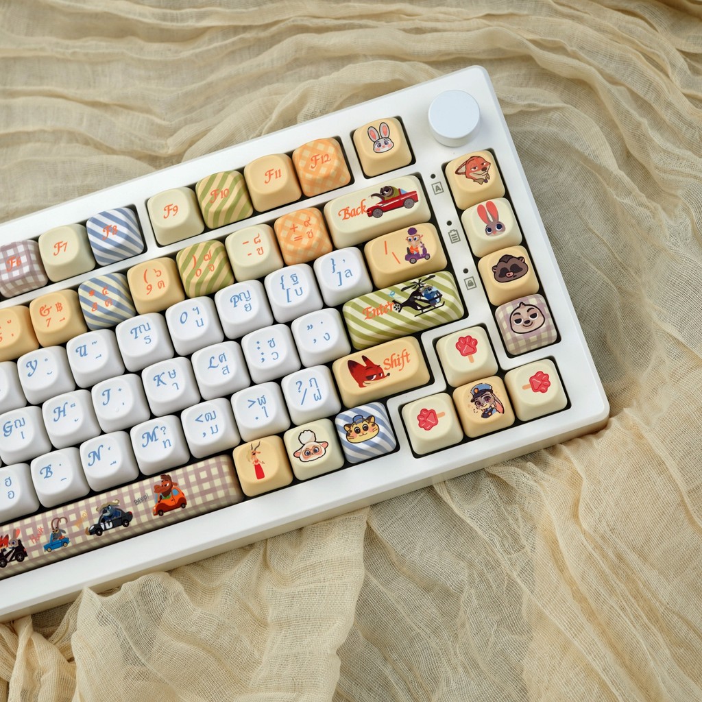 Disney Nick Judy Keycaps 130 คีย์ MOA โปรไฟล์ PBT Dye Sublimation Mechanical การ์ตูนน่ารัก Keycaps W