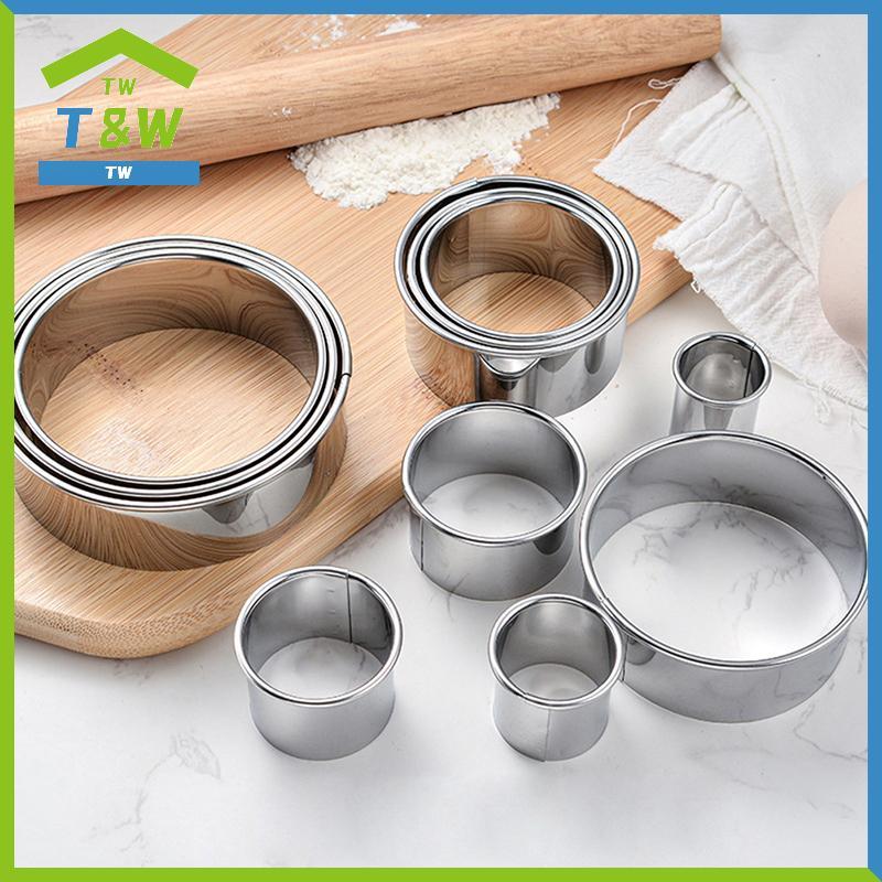 T&W 11 ชิ้นรอบคุกกี้เครื่องตัดบิสกิตวงกลมเครื่องตัดขนมเบเกอรี่วงกลมแหวนแม่พิมพ์ {vn}