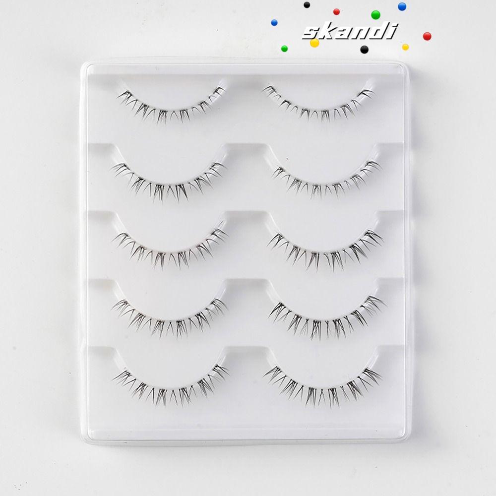 SKANDI 5 คู่ขนตาล่าง, หนึ่งคู่ขนตาปีศาจขนาดเล็ก, ก้านโปร่งใสธรรมชาติ DIY Eye Makup เครื่องมือผู้หญิง