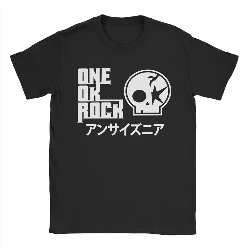 เสื้อยืด Retro One Ok Rock Skull สำหรับผู้ชาย คอกลม แขนสั้น เสื้อท็อปส์ ลายดนตรีญี่ปุ่น ผ้าฝ้าย