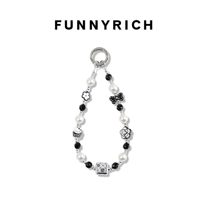 จี้โทรศัพท์มือถือ [พร้อมส่ง] FUNNYRICH Rose Square Diamond Kitty Cat Phone Chain Phone Case Lanyard Phone Pendant