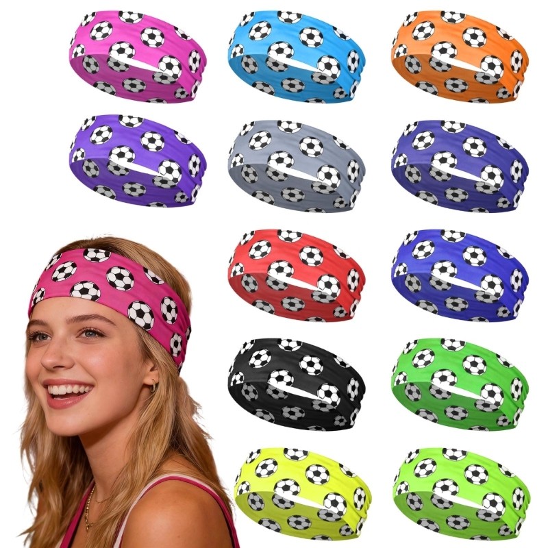 ONE Pack Of 6 Soccer Themed ที่คาดผมแบบยืดหยุ่นสําหรับงานปาร์ตี้กีฬาและกิจกรรม