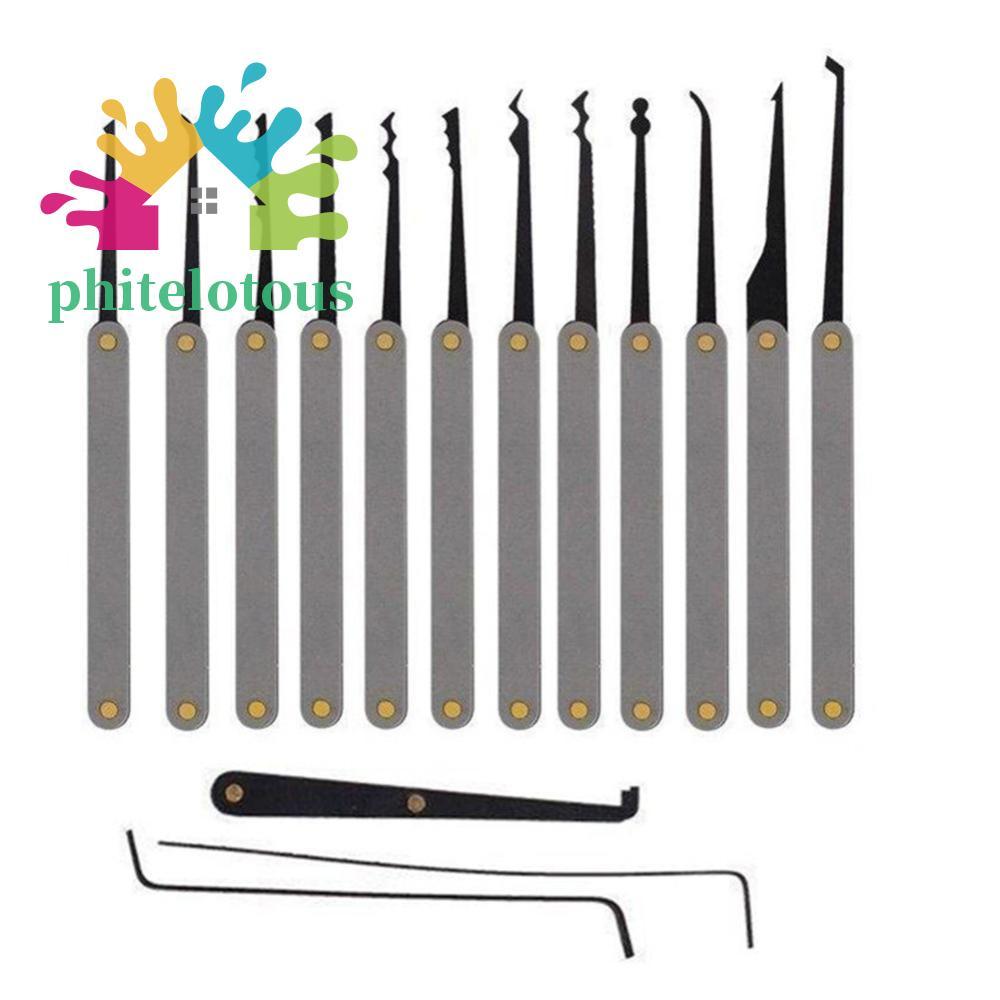 ❤ Phitelotous 17pcs Lock Pick Padlock Picking Training Practice Professional ปลดล็อคล็อค Pick เครื่อ