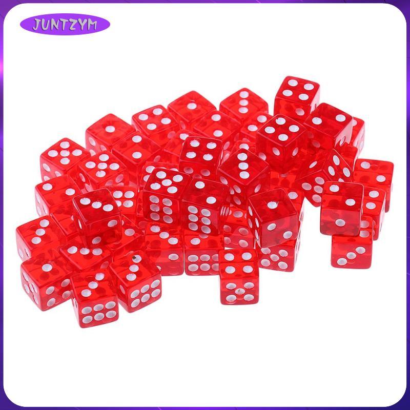 [juntzym] 50 ชิ้นอะคริลิค 6 จุดด้านข้างลูกเต๋า D6 สําหรับการเล่นตามบทบาท RPG เกมกระดาน KTV