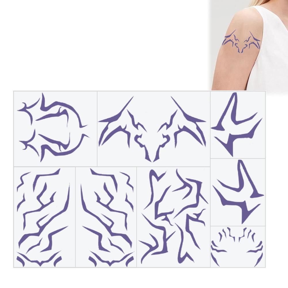 Kpop Demon Hunter Rumi ชั่วคราว Tattoo สติกเกอร์ฮาโลวีน Face ชั่วคราวคอสเพลย์สติกเกอร์สีม่วง Q3q4