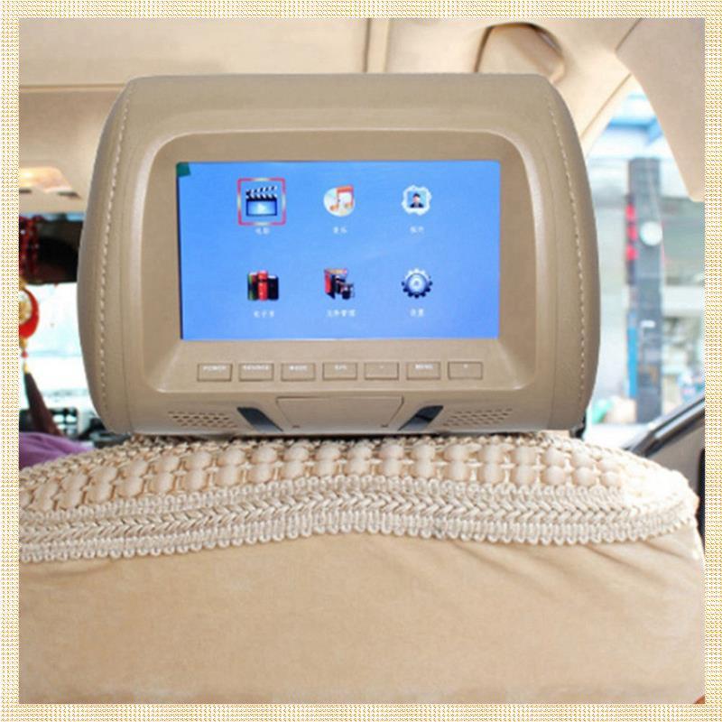 [1ejafnkblh.ph] Universal 7Inches Car Headrest Monitor Screen สําหรับ AV USB SD MP4 MP5 FM Beige