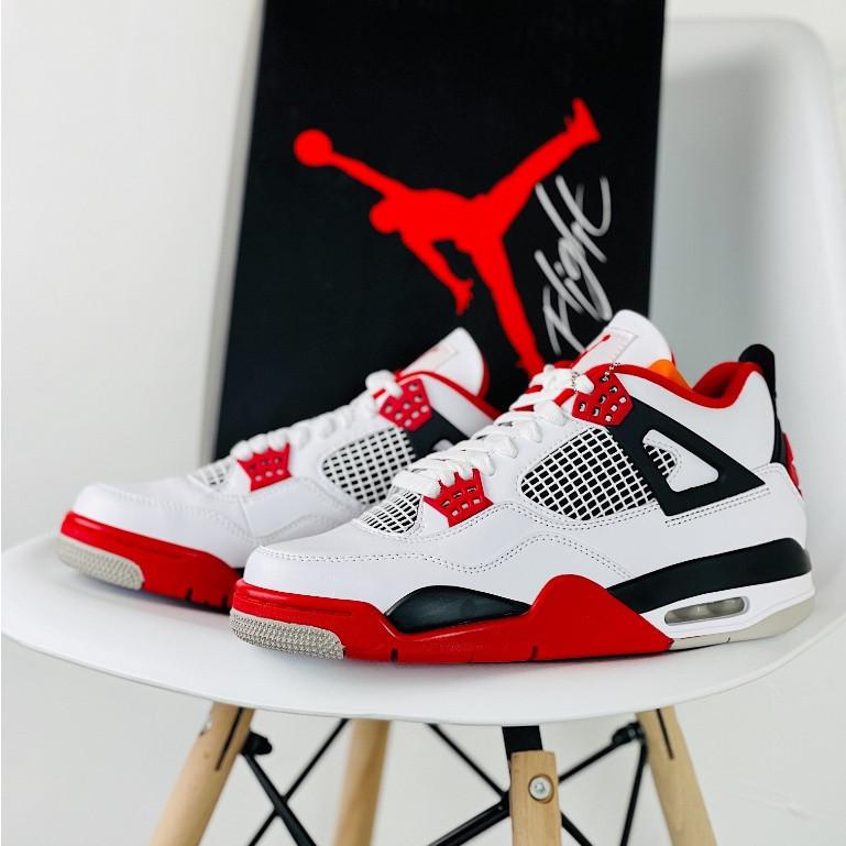 รองเท้า Air Jordan 4 AJ4 Retro "Bred" แบบ_unisex_สำหรับการวิ่งและเล่นบาสเก็ตบอล