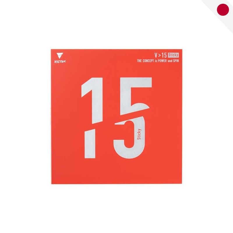 Victas V>15 Sticky High Energy Tension Table Tennis Rubber - Available in Black and Red (2.0 & Max)