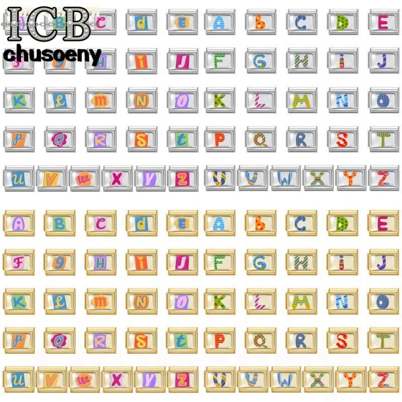 สร้อยข้อมือ AZ Dopamine สแตนเลสขนาด 9 มม. ลายตัวอักษรโคโลฟูล อิตาลี ใช้ทำเองได้ง่าย
