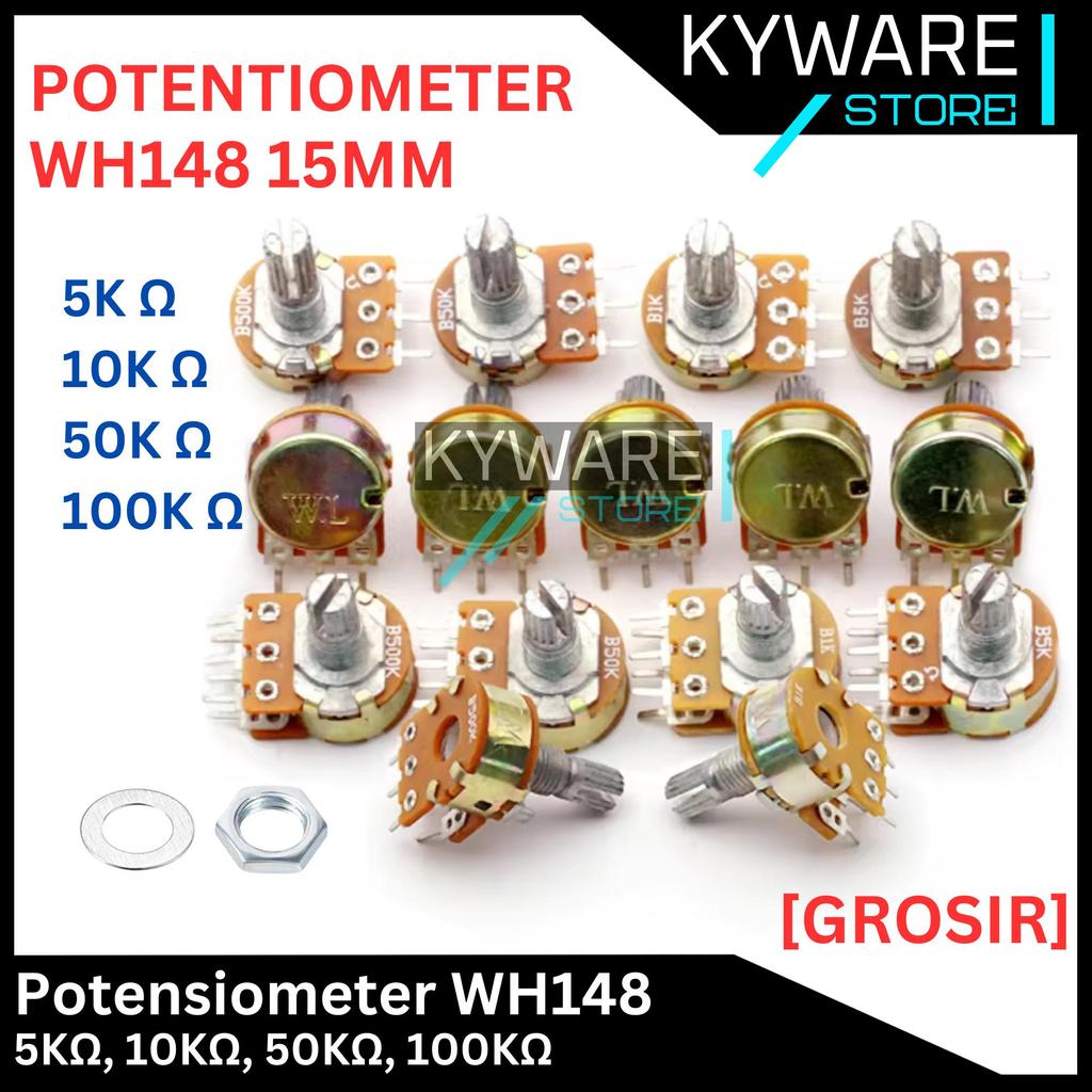 KYWARE Potentiometer WH148 15 มม. Potentiometer 5K 10K 50K 100K Ohm Resistor Variable Potentiometer 