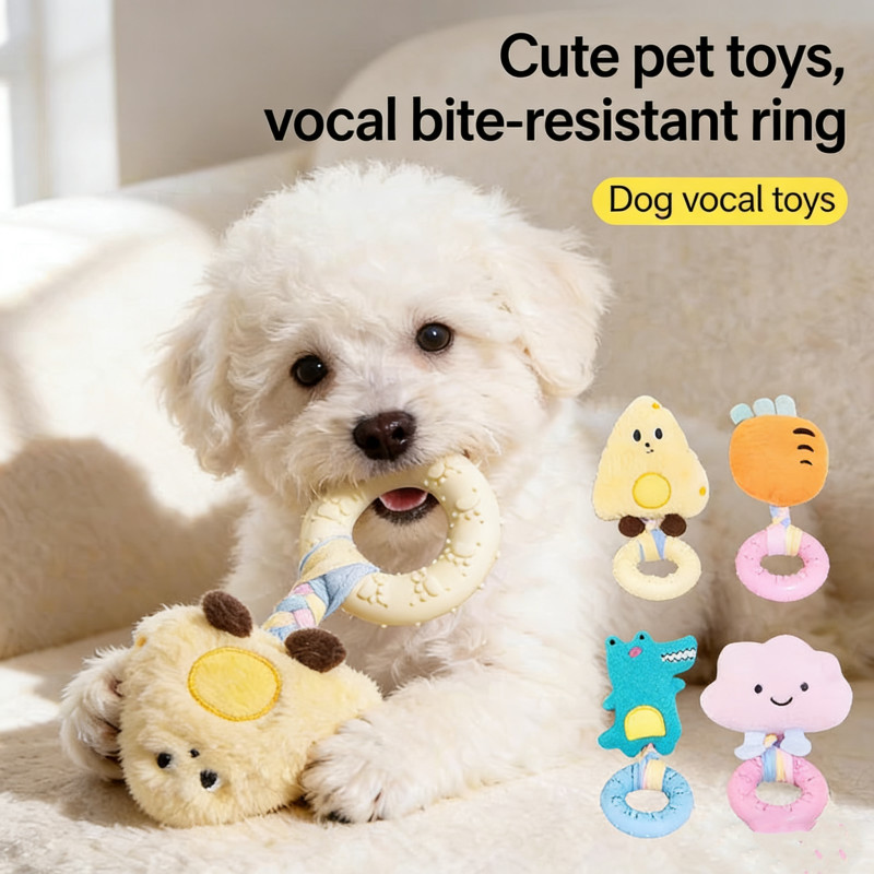 ทนทาน Chew ของเล่นสําหรับลูกสุนัข Plush Squeaky สุนัข Chew แหวน Interactive กัดทนสัตว์เลี้ยงของเล่นสําหรับสุนัขขนาดเล็ก