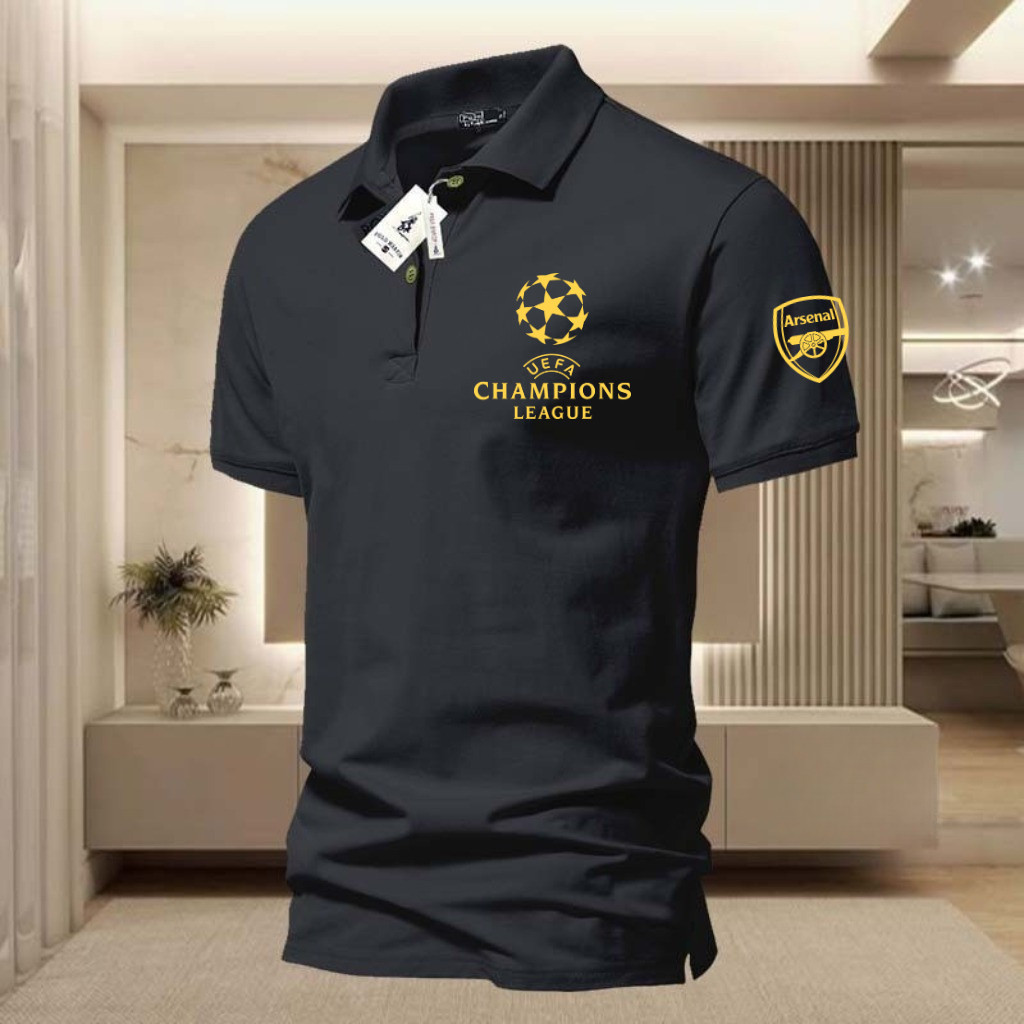 【เสื้อ polo 】สื้อโปโลผู้ชาย สไตล์ UEFA Arsenal คอปก แขนสั้น ลายเรียบ ใส่สบาย เหมาะสำหรับทุกโอกาส  S-