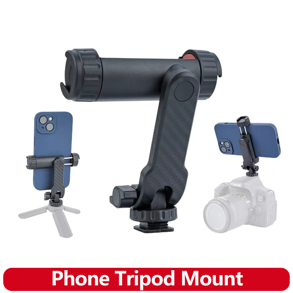 Phone Tripod Mount Holder for iPhone Camera 2 Cold Shoe Mobile Phone Clip for Android Canon DJI Roni