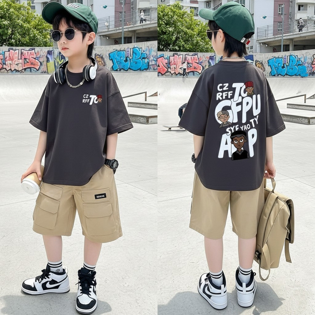 เสื้อตัวเดี่ยว  สื้อกางเ กงเซ็ตเด็ กผู้ชาย ดูเท่และพร้อมส่ง เสื้อเดี่ยวเพียงชิ้นเดียว