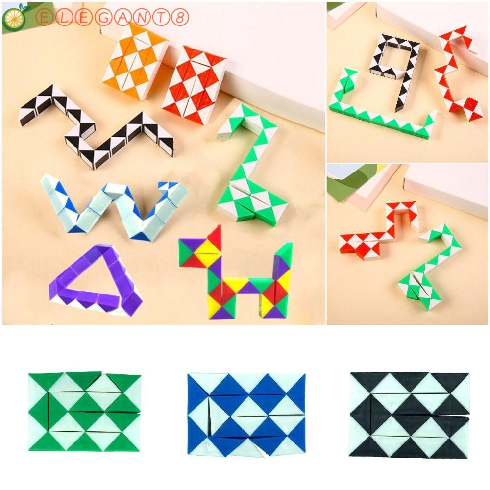 AELEGANT Magic Snake Cube, พับที่ถอดออกได้ 24 ความเร็ว Magic Snake ไม้บรรทัด, 3D ปริศนา Transformabl