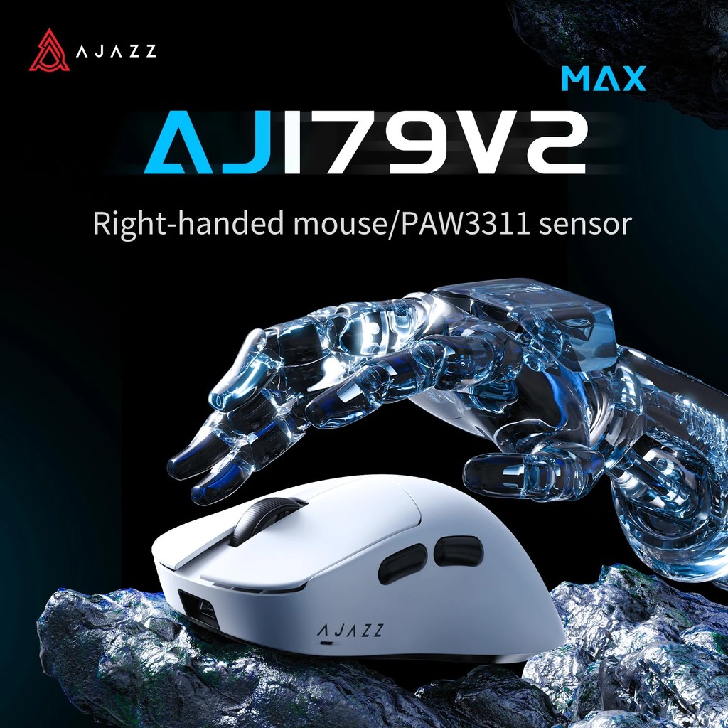 AJAZZ AJ179 v2 MAX เกมไร้สาย e-Sport 1K Poling Rate การออกแบบน้ําหนักเบา Ergonomic PAW3311 Sensor