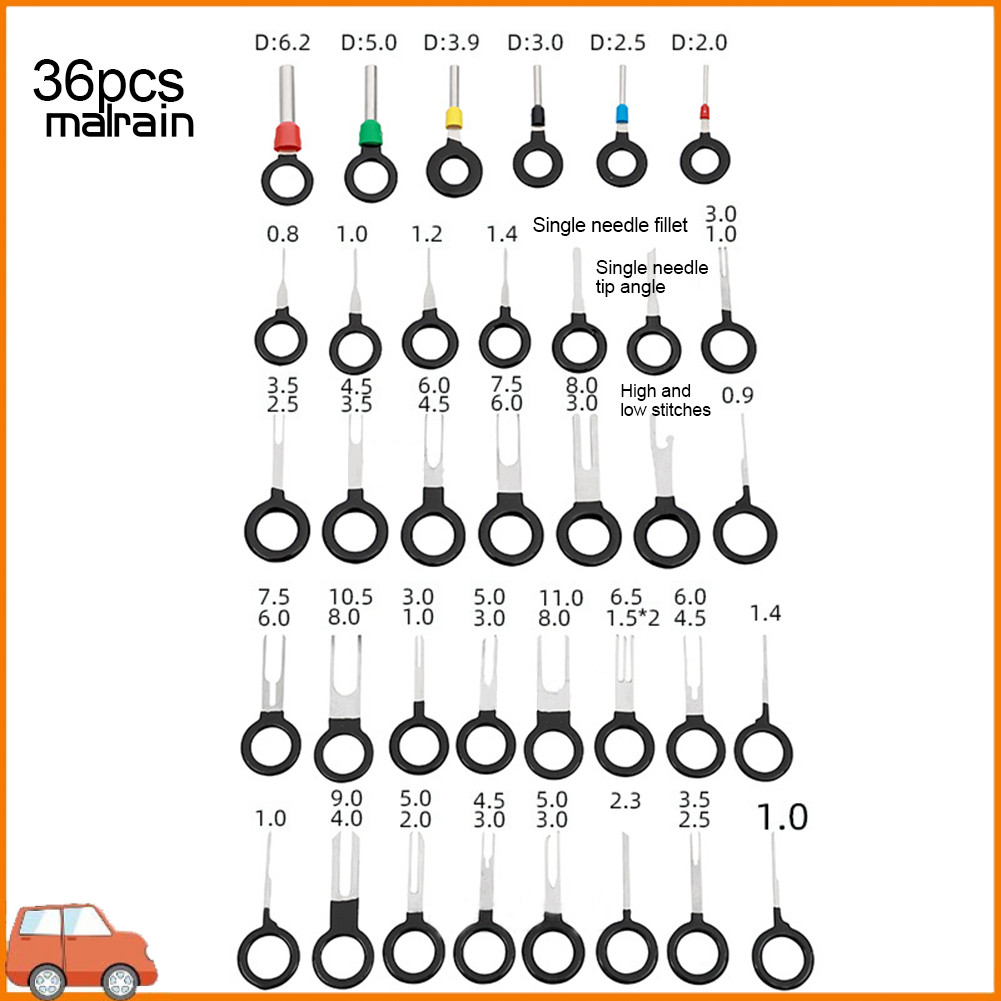[Ma] 36/41/59/60 ชิ้นเครื่องมือกําจัดขั้วรถยนต์สายไฟ Crimp Connector Extractor Pin
