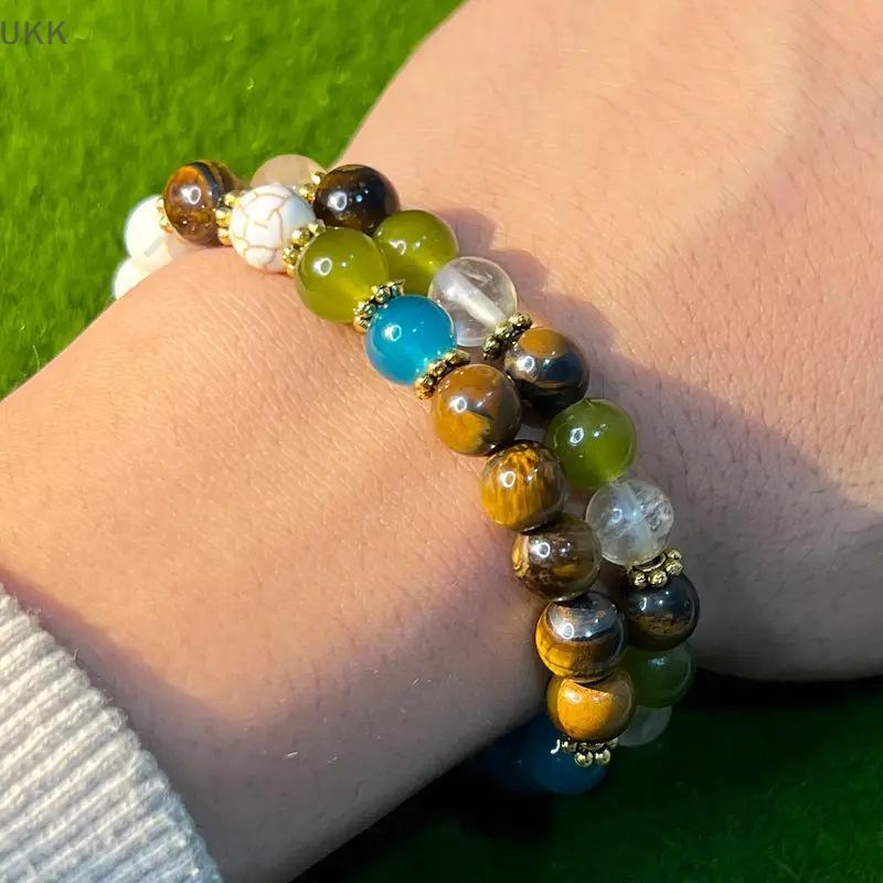 สร้อยข้อมือ Eye & Citrine แบบธรรมชาติ สำหรับผู้ชาย ดีไซน์ Bohemian พร้อมเป็นของขวัญพิเศษ